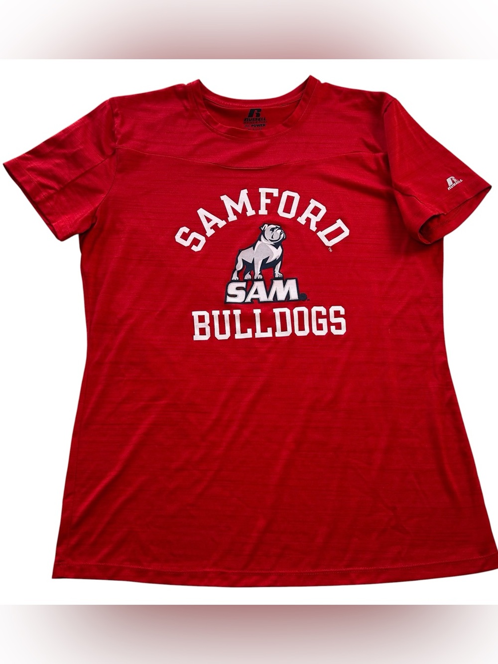 Russell Athletic Samford Bulldogs Women’s Athletic T-Shirt Red NCAA Gym size XL